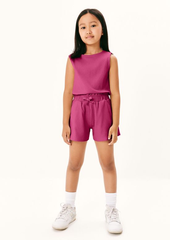 Foto do produto: Conjunto Curto Infantil Menina Em Ribana Canelada - Rosa
