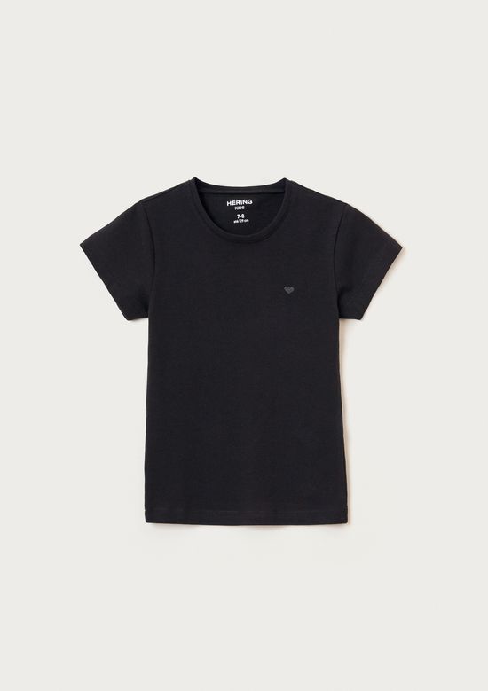 Foto do produto: Blusa Básica Infantil Menina Com Bordado Coração - Preto