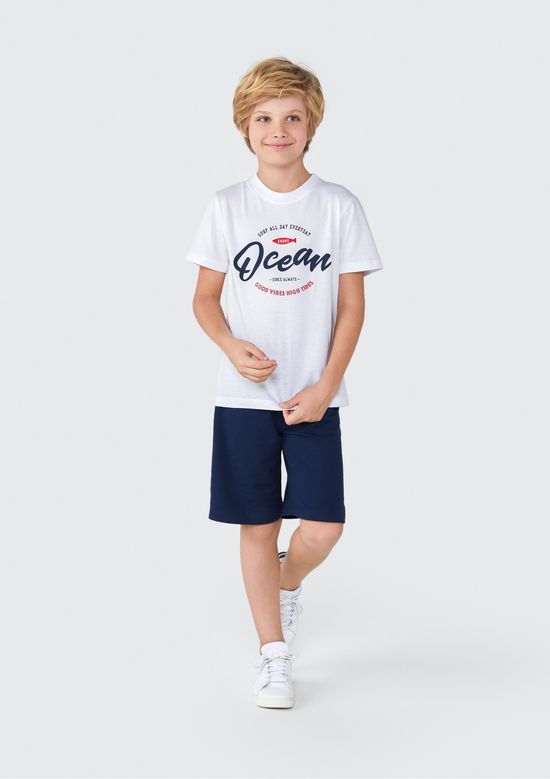 Foto do produto: Conjunto Infantil Menino Curto Com Estampa - Branco