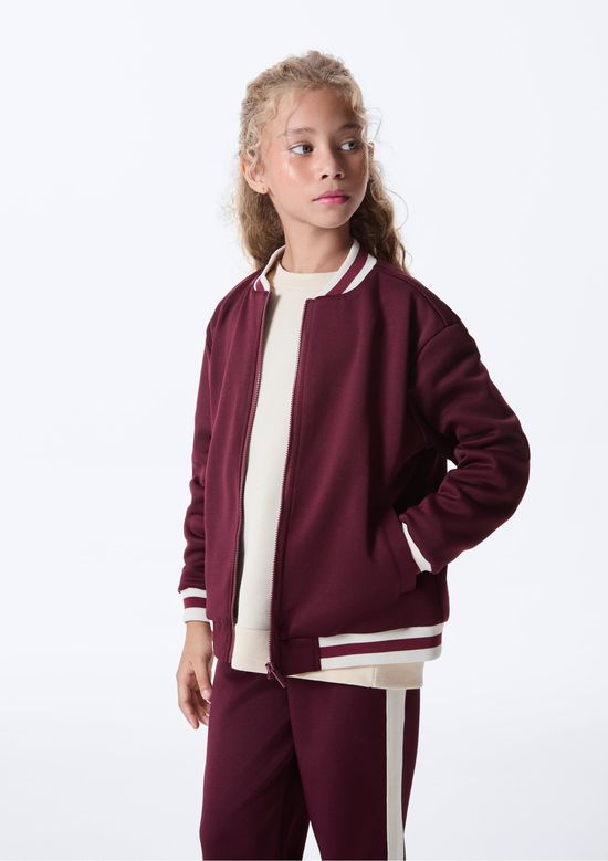 Foto do produto: Jaqueta Infantil Bomber Com Detalhes Em Retilínea - Vinho