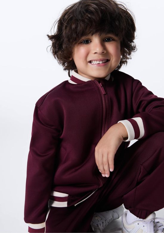 Foto do produto: Jaqueta Infantil Bomber Com Detalhes Em Retilínea - Vinho
