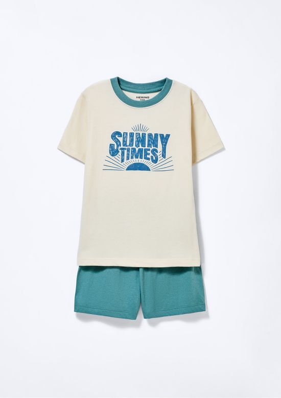 Foto do produto: Pijama Infantil Menino Curto Com Estampa - Creme