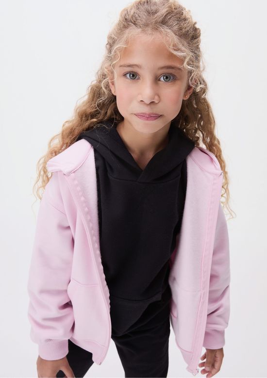 Foto do produto: Jaqueta Básica Infantil Unissex Com Capuz - Rosa
