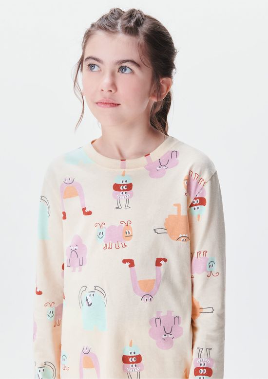 Foto do produto: Conjunto de Pijama Longo Infantil Menina Estampado - Amarelo