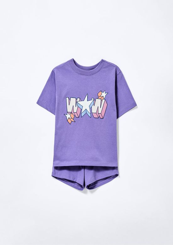 Foto do produto: Pijama Infantil Menina Curto Com Estampa - Roxo
