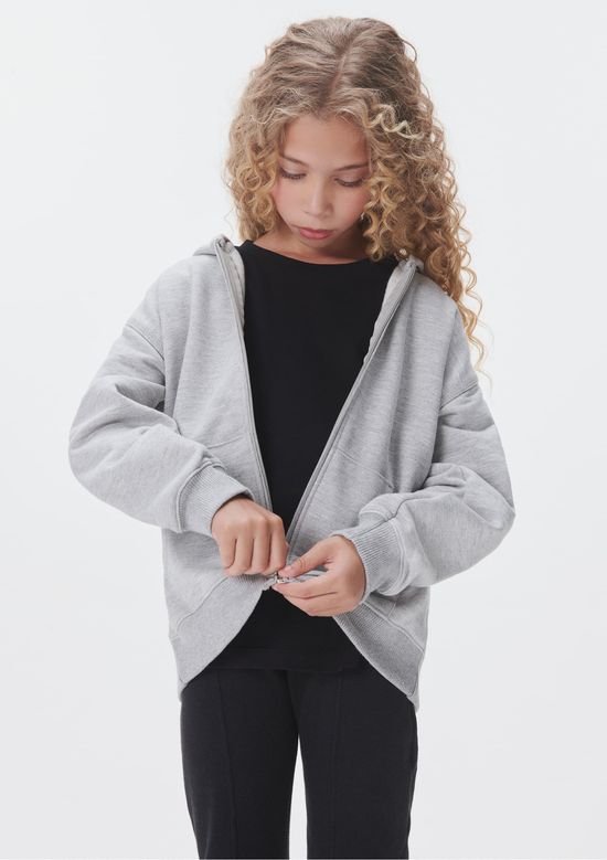Foto do produto: Jaqueta Básica Infantil Unissex Com Capuz - Cinza