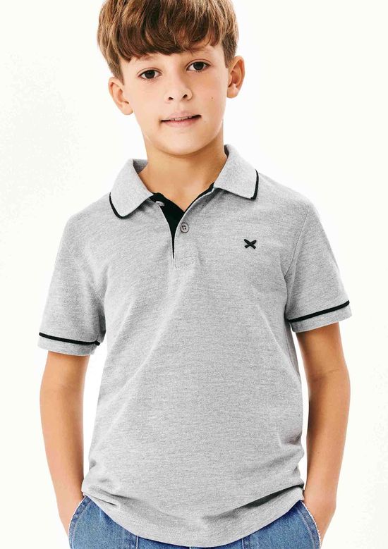Foto do produto: Camisa Polo Básica Menino De Algodão Com Bordado - Cinza