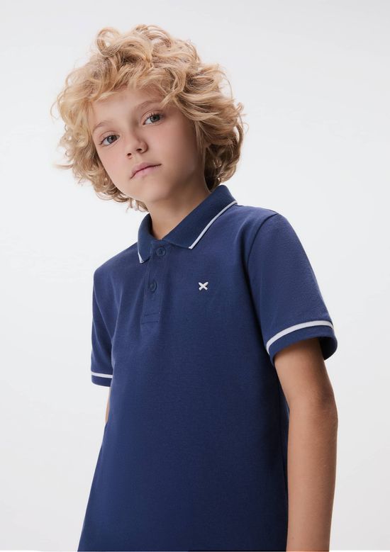 Foto do produto: Camisa Polo Básica Menino De Algodão Com Bordado - Azul