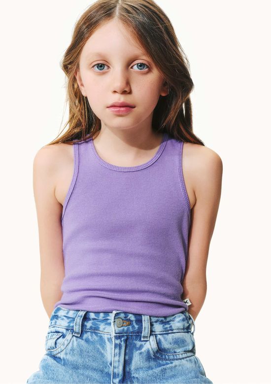 Foto do produto: Regata Básica Infantil Menina Em Ribana Canelada - Roxo