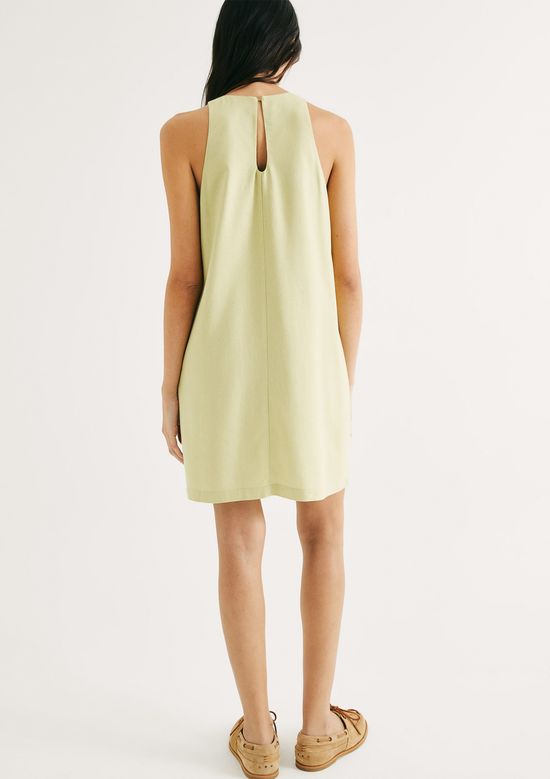 Foto do produto: Vestido Curto Evasê Com Linho - Verde