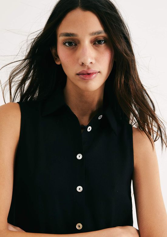 Foto do produto: Vestido Curto Evasê Com Linho - Preto