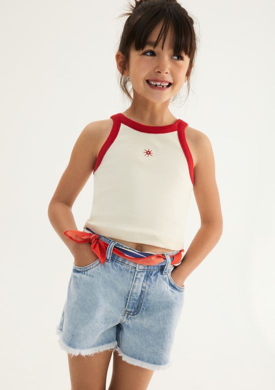 Foto do produto: Shorts Jeans Infantil Menina Barra Desfiada - Azul