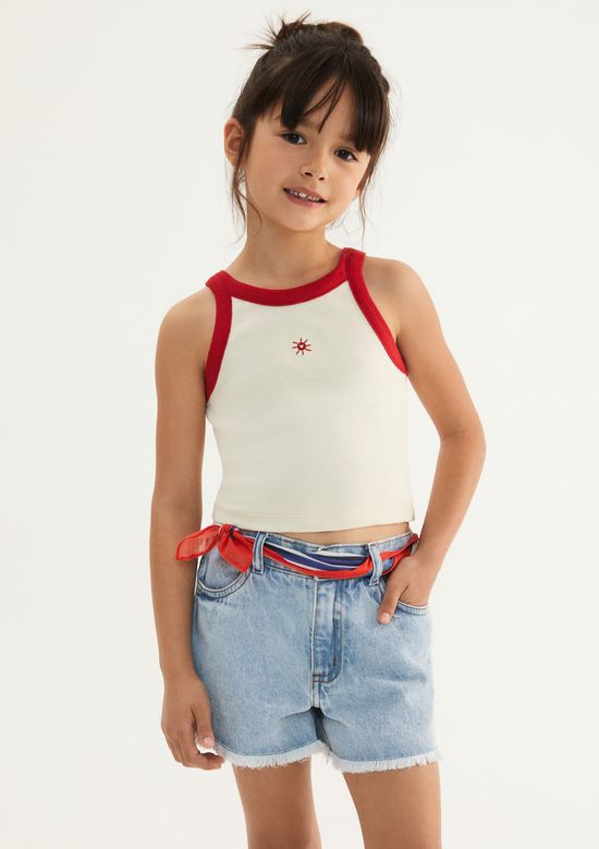 Foto do produto: Shorts Jeans Infantil Menina Barra Desfiada - Azul