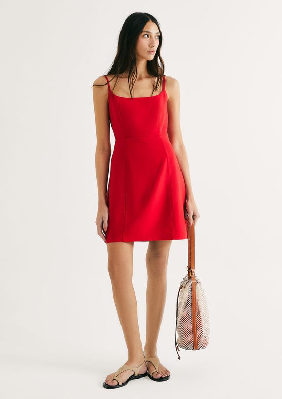 Foto do produto: Vestido Curto Com Linho - Vermelho