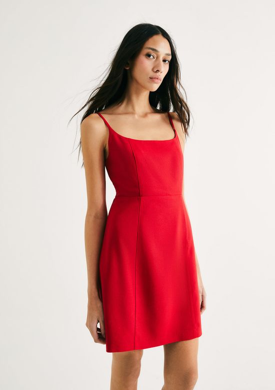 Foto do produto: Vestido Curto Com Linho - Vermelho
