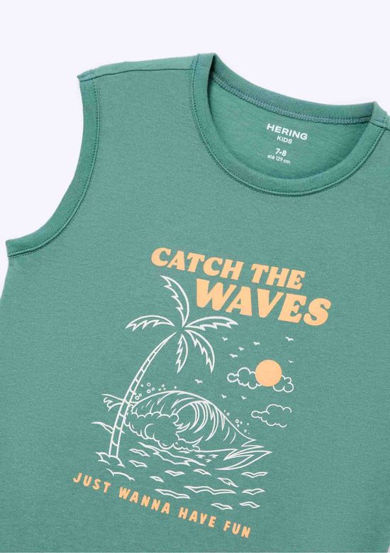 Foto do produto: Regata Infantil Menino Em Malha Com Estampa - Verde