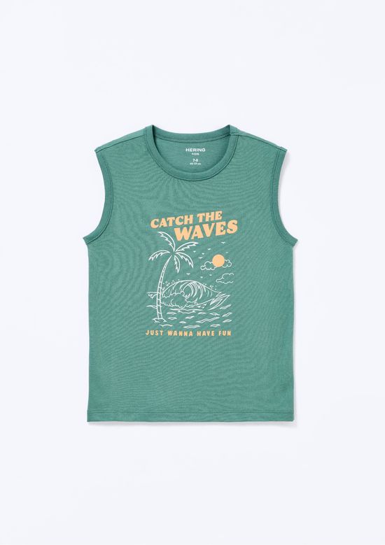 Foto do produto: Regata Infantil Menino Em Malha Com Estampa - Verde