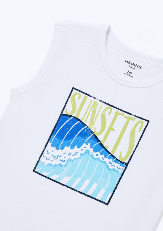 Foto do produto: Regata Infantil Menino Em Malha Com Estampa - Branco