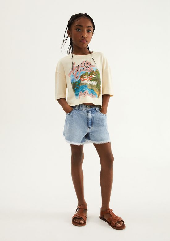 Foto do produto: Shorts Jeans Infantil Menina Barra Desfiada - Azul