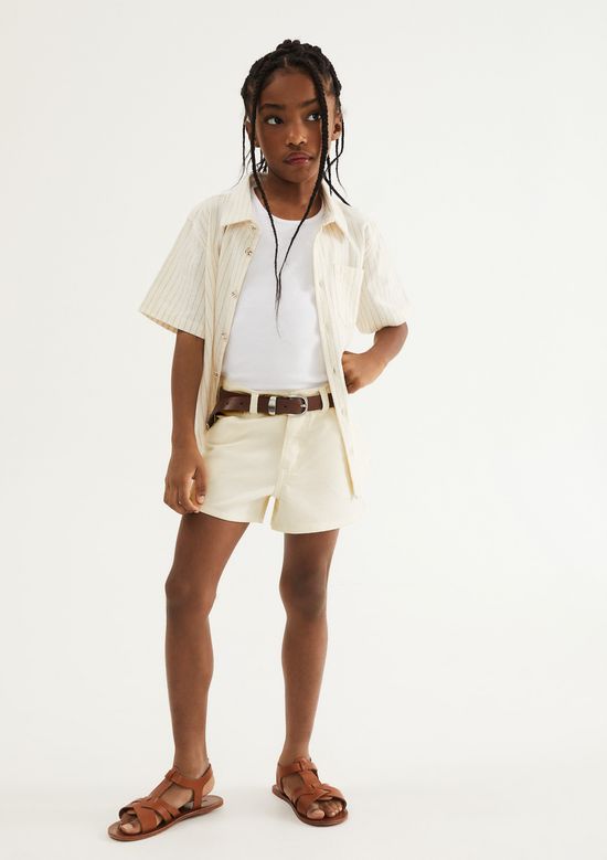 Foto do produto: Shorts Infantil Menina Barra Desfiada Em Sarja - Amarelo