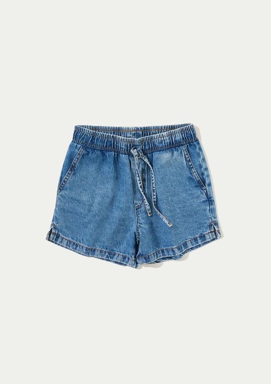 Foto do produto: Shorts Jeans Infantil Menina Com Cordão - Azul