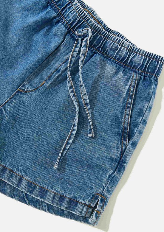 Foto do produto: Shorts Jeans Infantil Menina Com Cordão - Azul