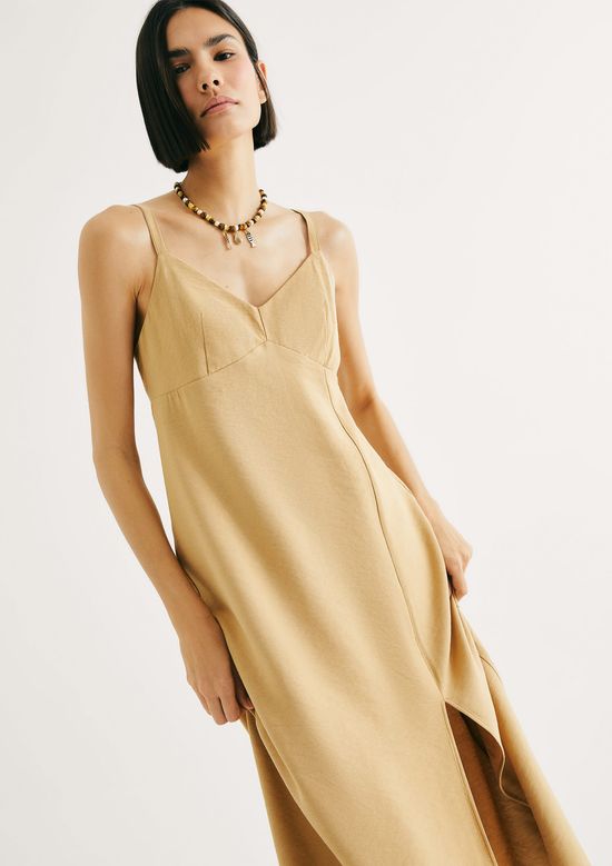 Foto do produto: Vestido Midi Evasê Em Viscose - Amarelo