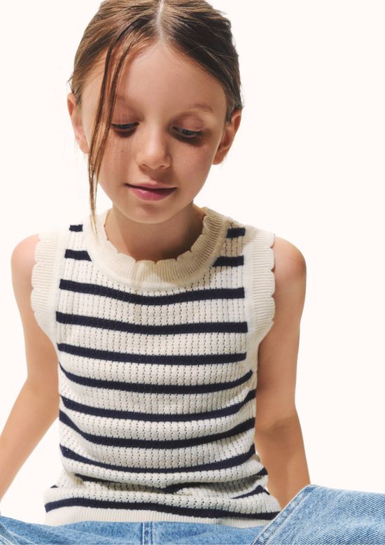 Foto do produto: Regata Infantil Menina Tricô Fio Tinto - Branco