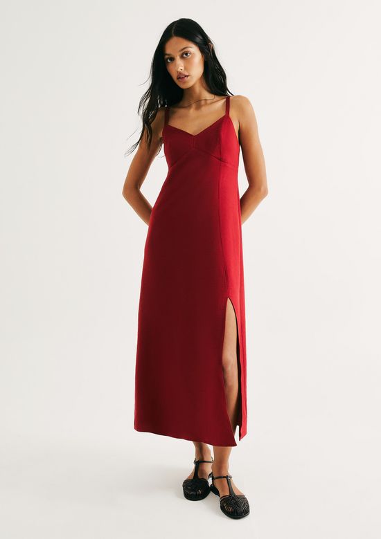 Foto do produto: Vestido Midi Evasê Em Viscose - Vermelho