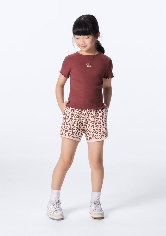 Foto do produto: Shorts Infantil Menina Cós Elástico Estampado - Nude
