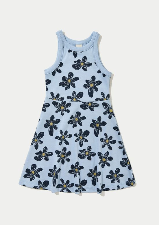 Foto do produto: Vestido Infantil Curto Em Ribana Canelada - Azul