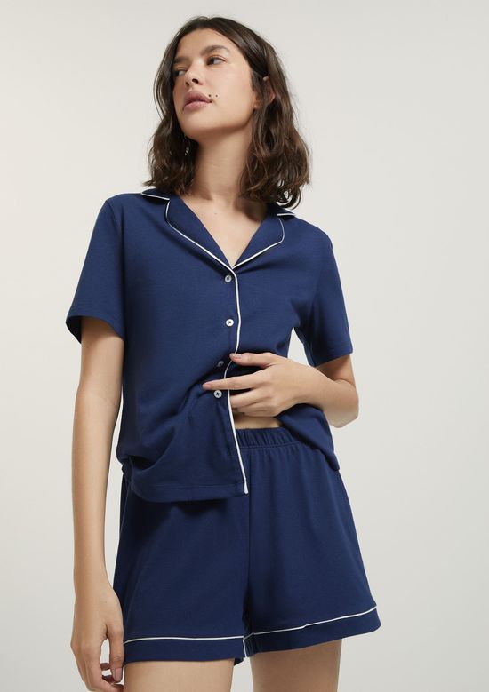 Foto do produto: Pijama Curto Feminino Com Botões - Azul