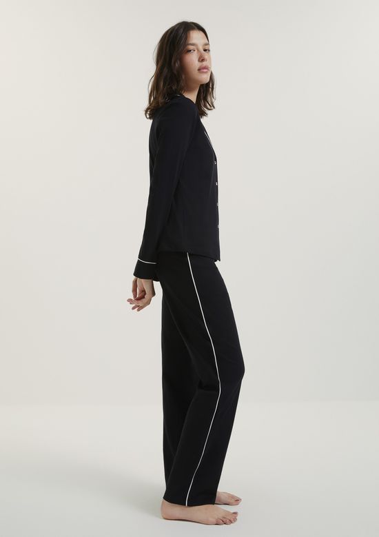 Foto do produto: Pijama Longo Feminino Com Botões - Preto