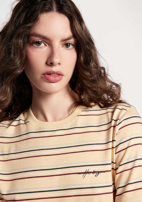 Foto do produto: Camiseta Feminina Manga Curta Listrada - Amarelo