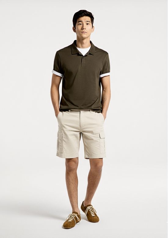 Foto do produto: Bermuda Masculina Cargo Em Sarja - Bege