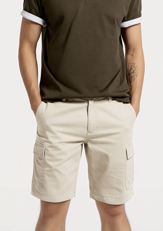 Foto do produto: Bermuda Masculina Cargo Em Sarja - Bege