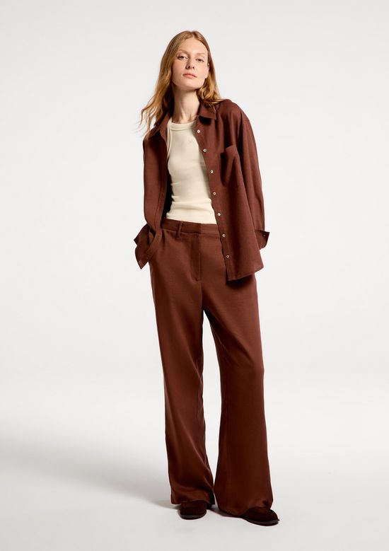 Foto do produto: Calça Feminina Reta Em Tecido Rústico - Marrom