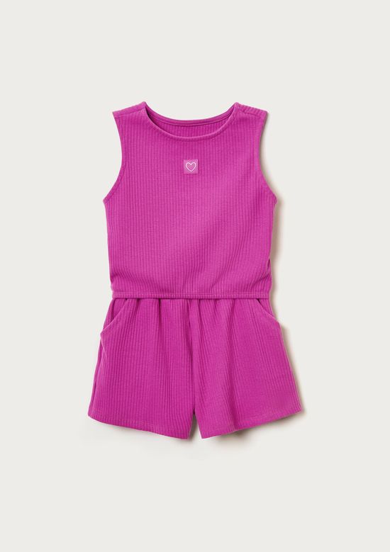 Foto do produto: Conjunto Curto Infantil Menina Em Ribana Canelada - Rosa