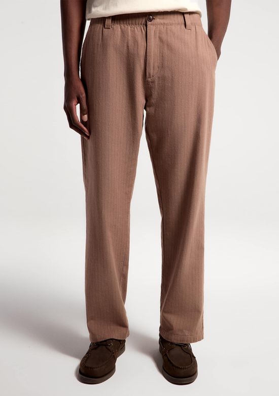 Foto do produto: Calça Masculina Reta Chino Risca De Giz - Bege