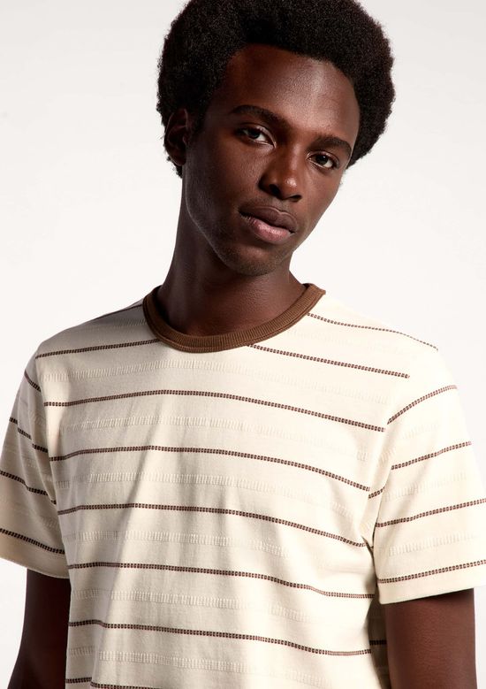 Foto do produto: Camiseta Masculina Manga Curta Fio Tinto Listrada - Creme