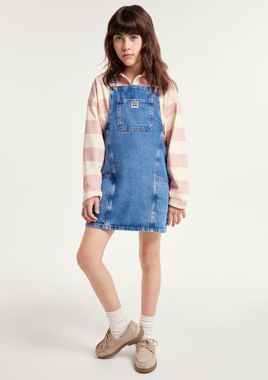 Foto do produto: Jardineira Infantil Menina Em Jeans - Azul