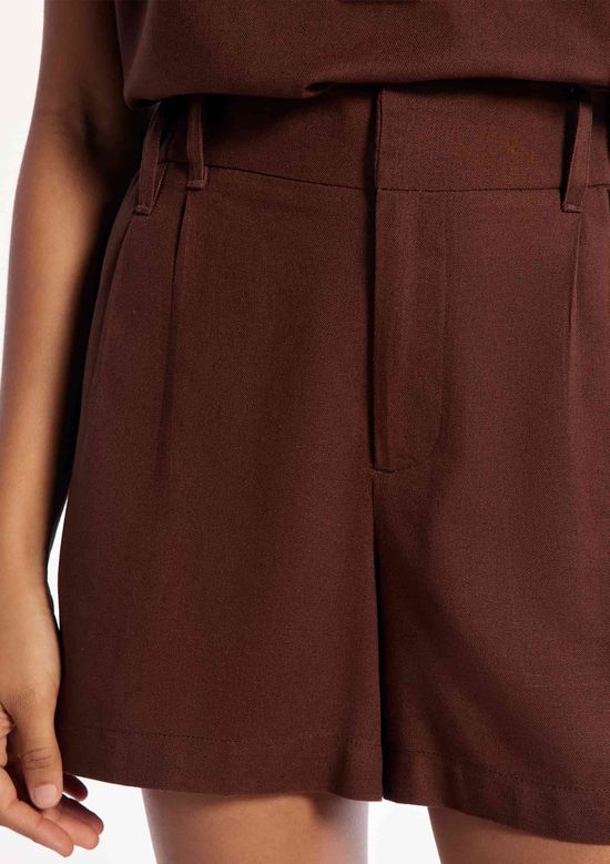Foto do produto: Shorts Feminino De Alfaiataria Em Linho - Marrom