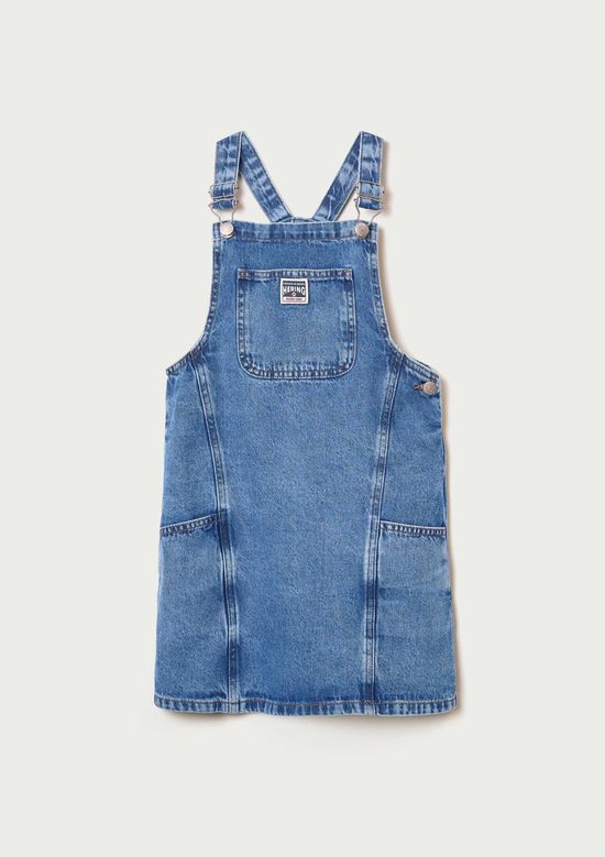 Foto do produto: Jardineira Infantil Menina Em Jeans - Azul