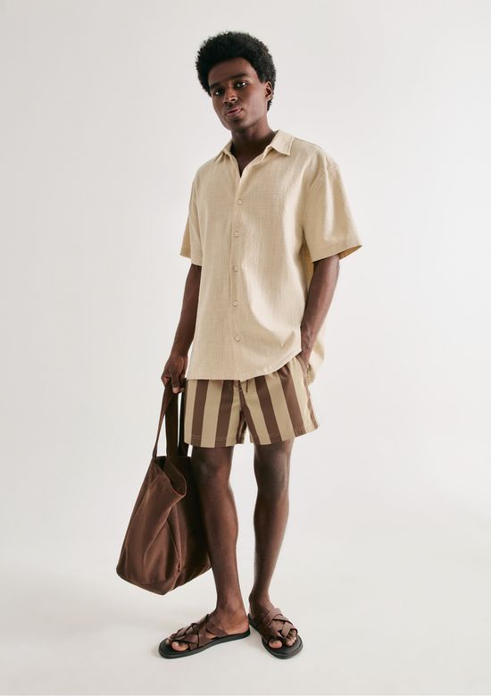 Foto do produto: Shorts De Banho Masculino Listrado - Marrom