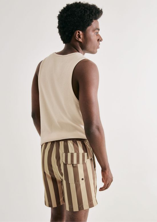 Foto do produto: Shorts De Banho Masculino Listrado - Marrom