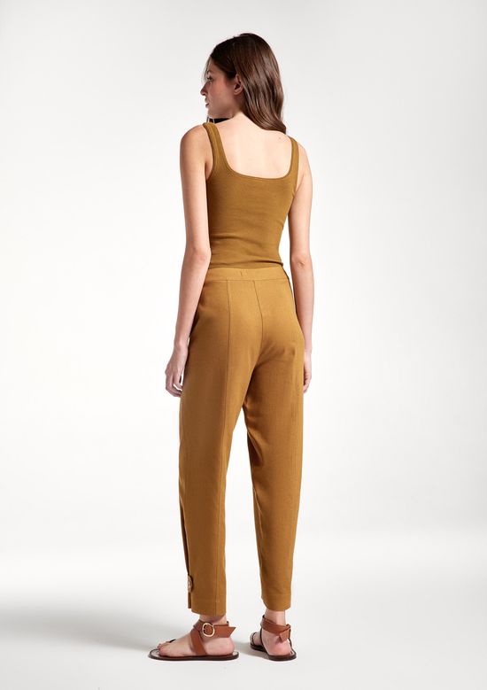 Foto do produto: Calça Feminina Em Alfaiataria Com Linho - Marrom