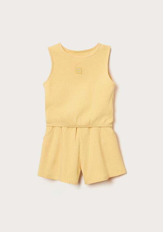 Foto do produto: Conjunto Curto Infantil Menina Em Ribana Canelada - Amarelo