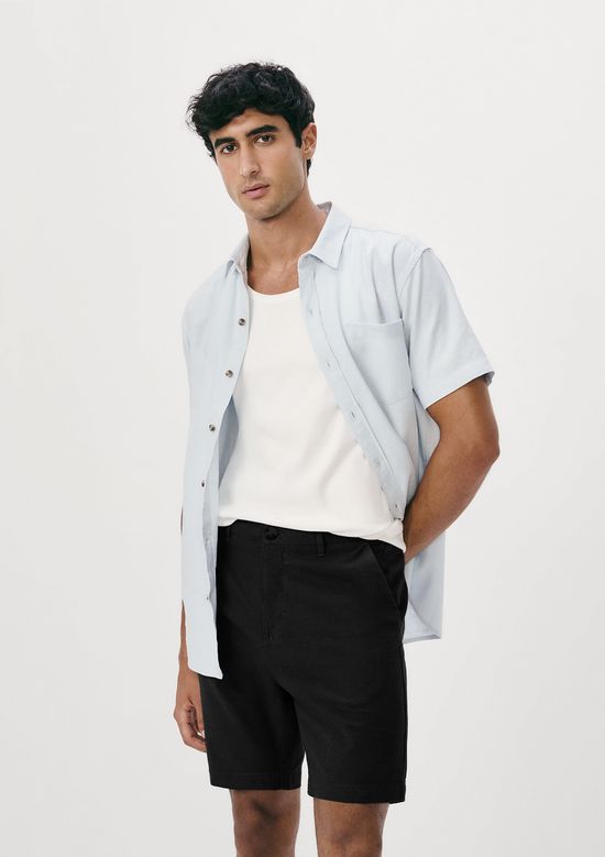 Foto do produto: Bermuda Masculina Reta Com Linho - Preto