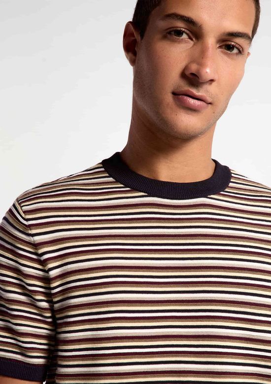 Foto do produto: Camiseta Masculina Tricô Listrado - Marrom