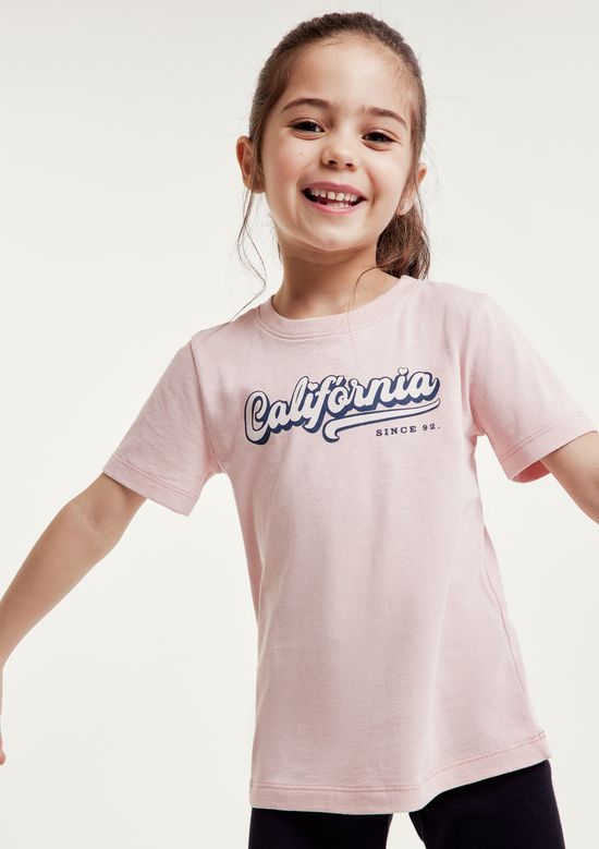 Foto do produto: Blusa Infantil Menina Manga Curta Com Estampa - Rosa